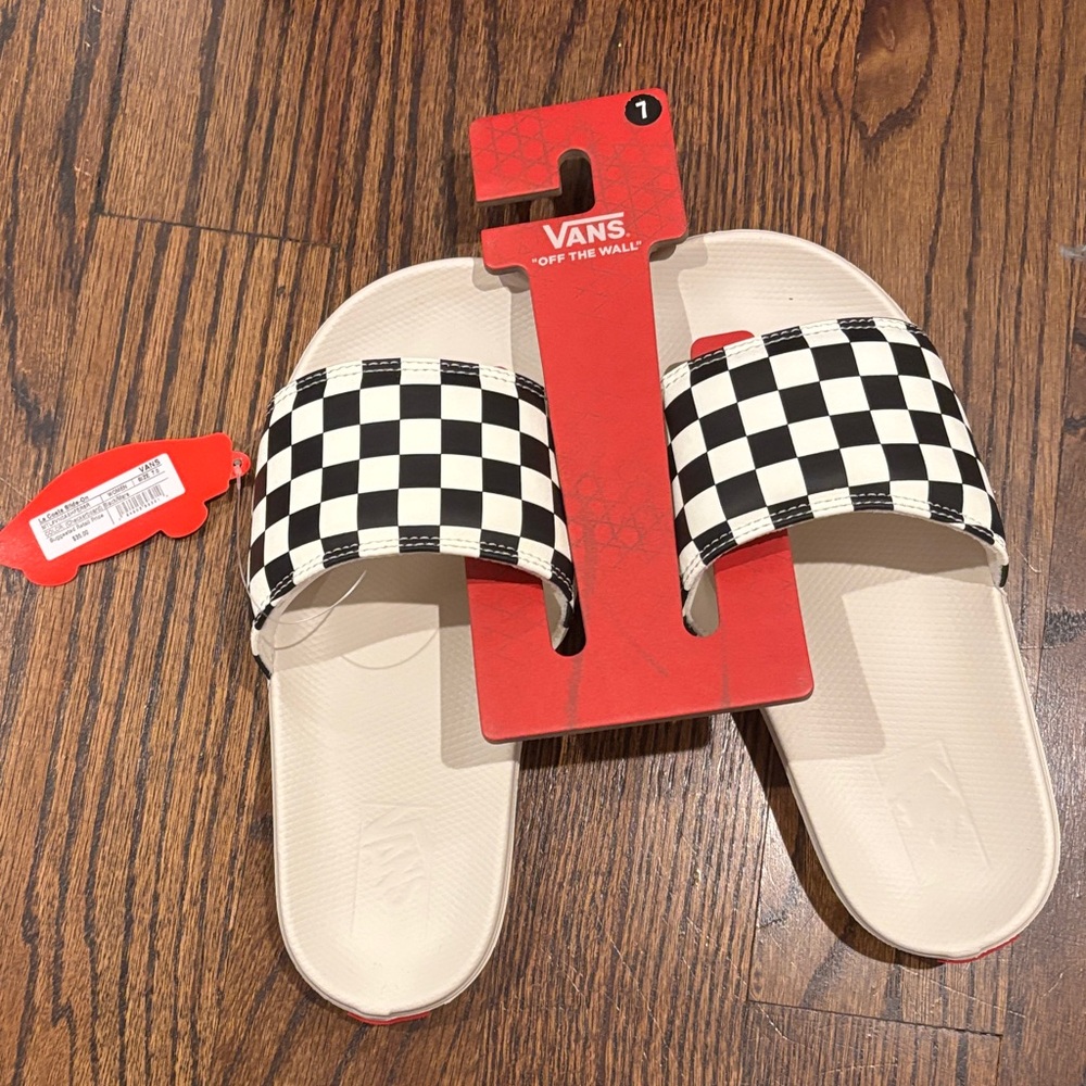 Vans Checkered Slide Sandals - Black and White